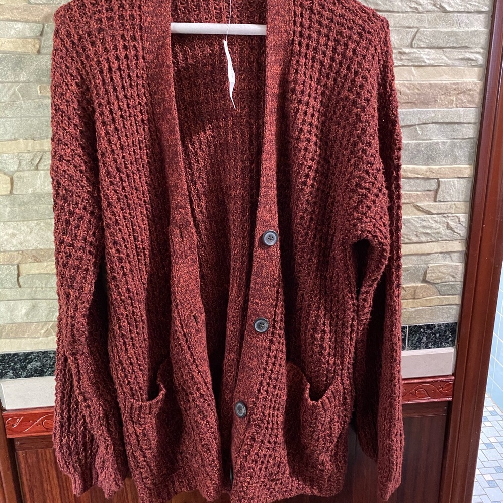 waffle knitted cardigan
